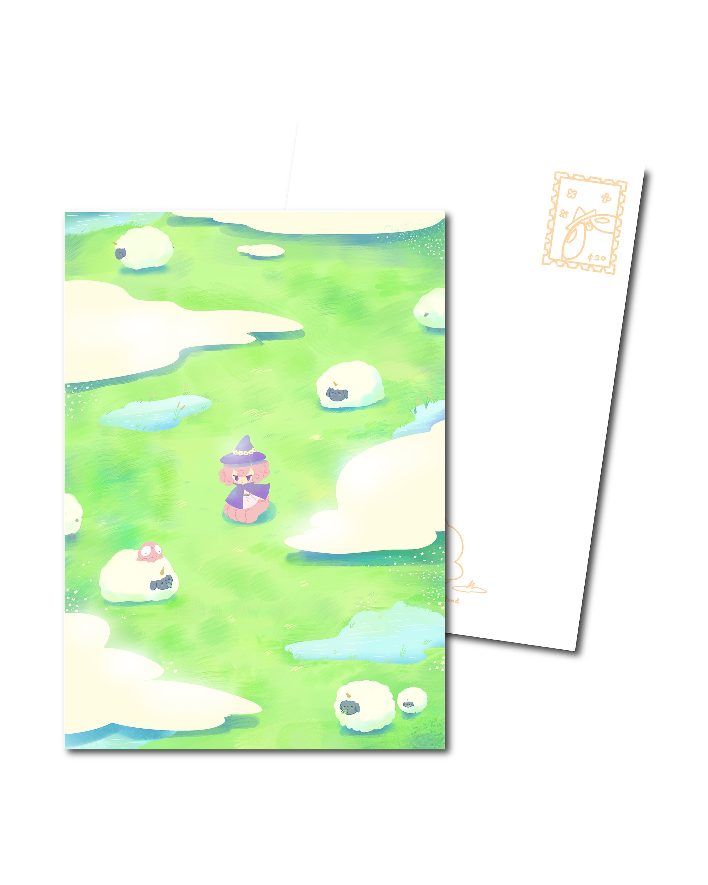 Green fields, Postcard